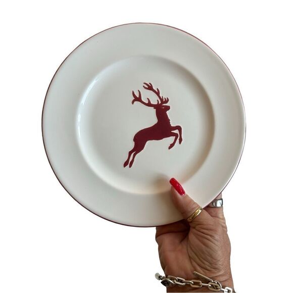 Bordeaux Wine Red Deer Gourmet Breakfast Plate 8 5/8” Gmundner Keramik Rare NWT - Picture 3 of 10